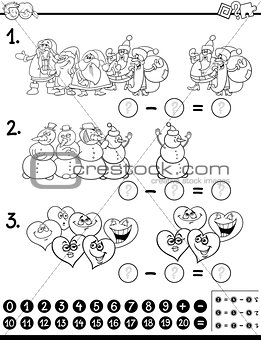 subtraction activity coloring page