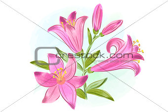 beautiful gift card with pink watercolor lilies