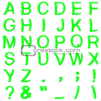 Green font from curved 3D capital letters