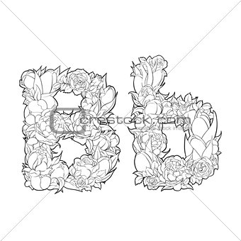 Flower alphabet. The letter B