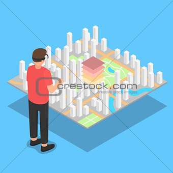 Virtual reality. City plan projection.