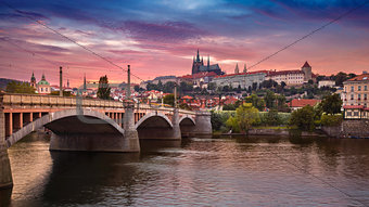 Prague at sunset.