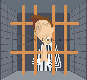 Man in jail cartoon