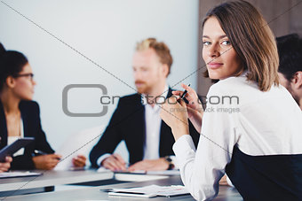 Confident businesswoman during a business meeting