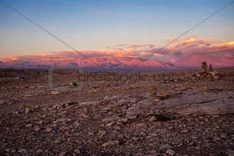 Valle de la Luna at sunset in San Pedro de Atacama, Chile