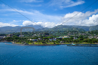Papeete city view from the sea, Tahiti