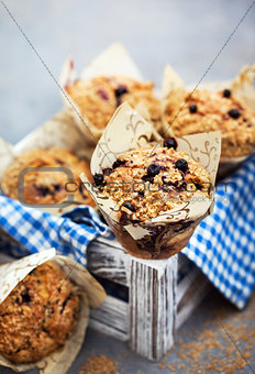 Fresh homemade delicious blueberry muffins