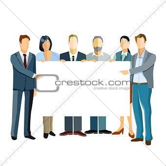 Group of business people presenting a template