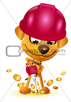 Yellow dog miner mining bitcoin gold coin