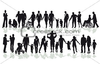 Group of family and member silhouettes