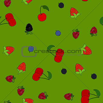 abstract vector doodle berry seamless pattern