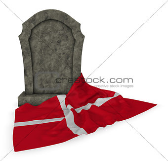 gravestone and flag of denmark - 3d rendering