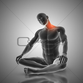 3D male figure in neck stretch pose