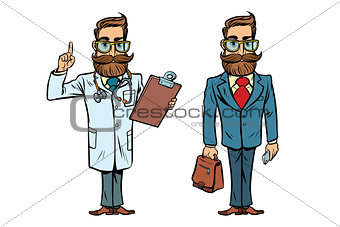 Hipster doctor and businessman