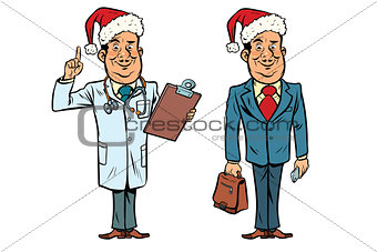 Smiling Christmas doctor and businessman