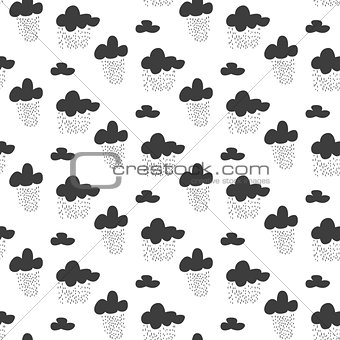Baby vector seamless pattern. Black fun rainy sky print for textile.