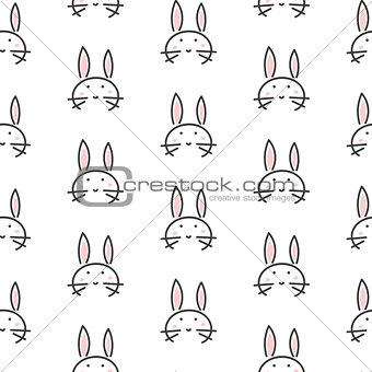 Bunny stylized line fun seamless pattern for kids and babies.