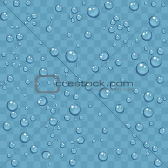 Clean water drops of dew on transparent background