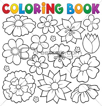 Coloring book flower topic 1