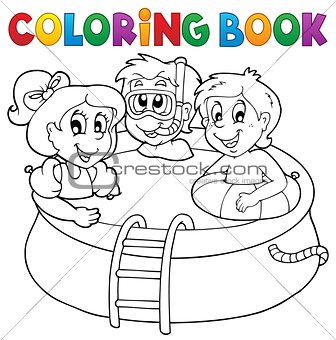 Coloring book pool and kids