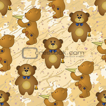 Seamless pattern, teddy bears with toys