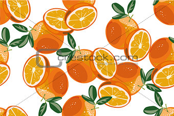 Orange seamless pattern vector on white background