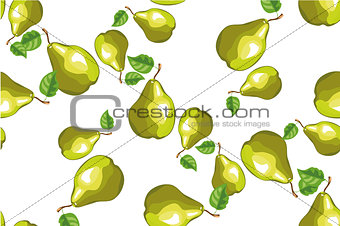 Vector seamless background with green pears.