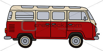 Classic dark red minibus