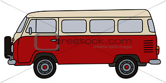 Retro red minibus