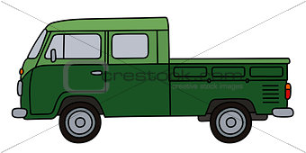 Retro green minivan