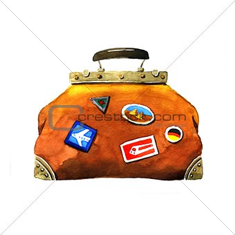 Traveling bag. Watercolor 