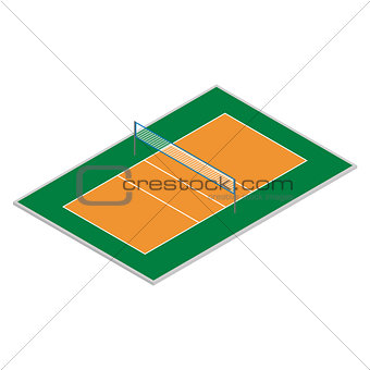 Field for playing volleyball in isometric, vector illustration.