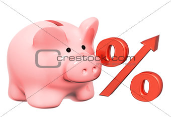 Piggy bank and percent symbol