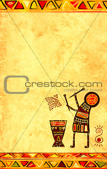 Grunge background with African traditional patterns
