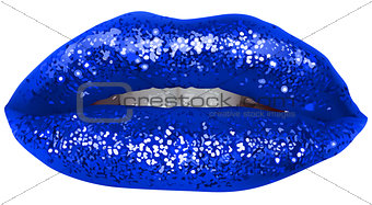 Blue Lips with Glitter