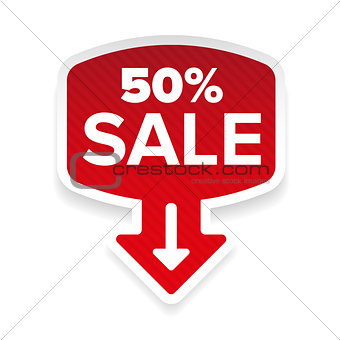 Fifty percent Sale sticker with arrow