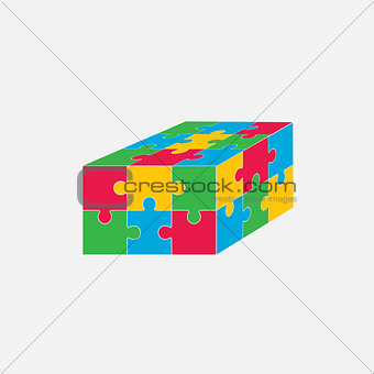 Jigsaw puzzle blank vector 3x2, six pieces