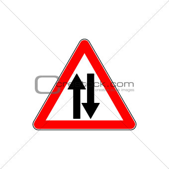 Road Sign Warning Two Way Traffic