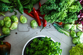 Fresh vegetables flatlay