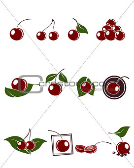 Cherry icons set