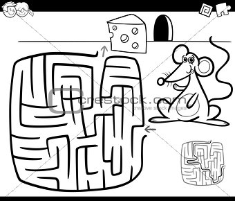 maze with mouse coloring page