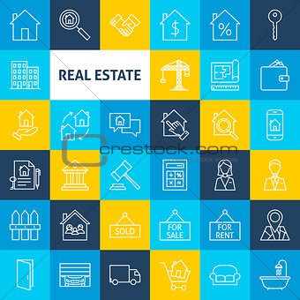 Vector Line Real Estate Icons