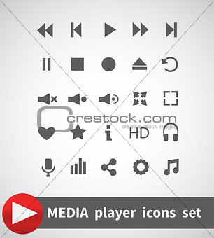 Media Player Icons Set. Multimedia. Isolated. Vector Illustration