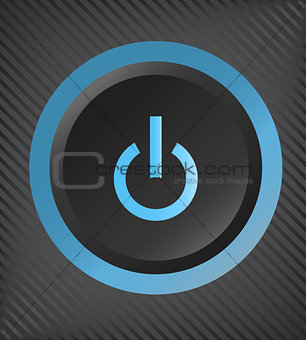 Black vector plastic power button with blue light