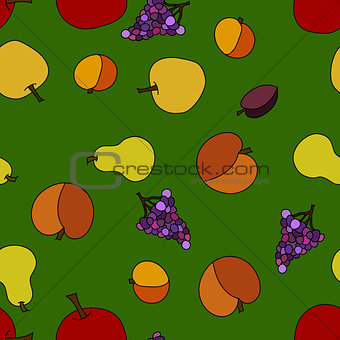 hand drawn vector fruit seamless pattern