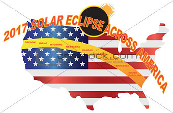 2017 Total Solar Eclipse Across USA Map Illustration