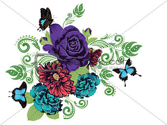 Roses and Butterflies Ornament