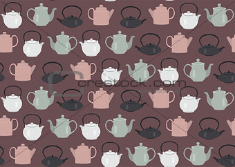Seamless pattern teapots pink