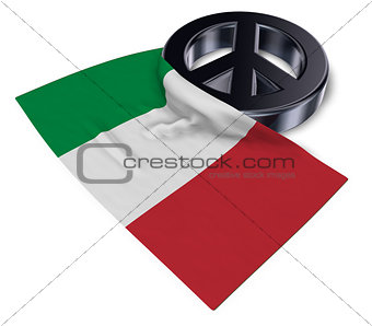 peace symbol and flag of italy - 3d rendering