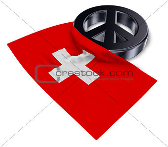 peace symbol and flag of switzerland - 3d rendering